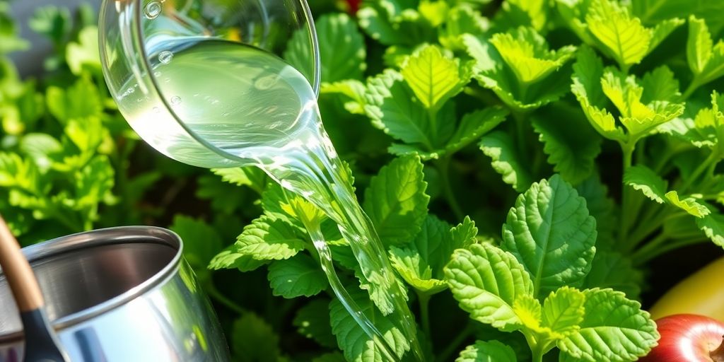 Despejando água de uma lata de metal, garantindo que suas plantas floresçam com 5 truques simples para um crescimento mais saudável e verde.